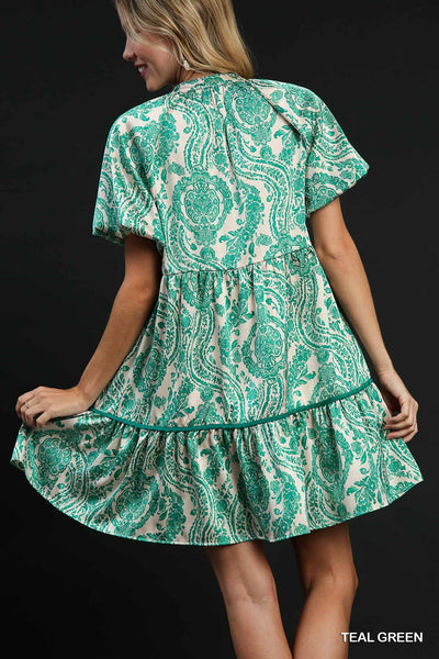 tranquil breeze paisley dress | teal green