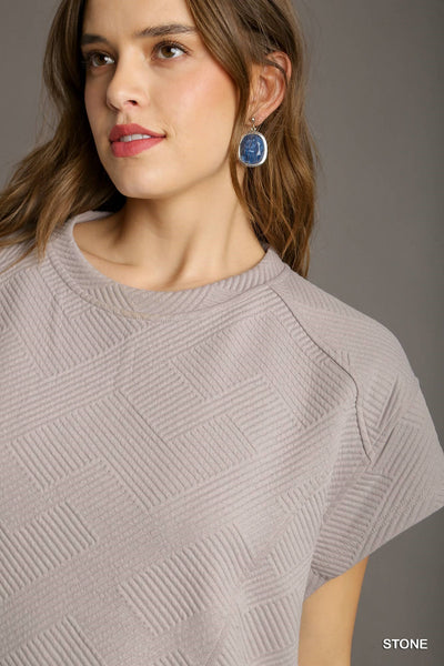 much to do oversized jacquard top | stone