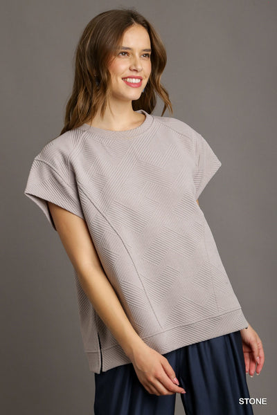 much to do oversized jacquard top | stone