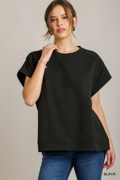 much to do oversized jacquard top | black