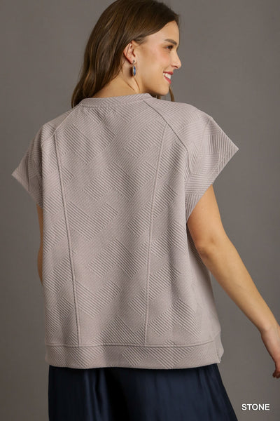 much to do oversized jacquard top | stone