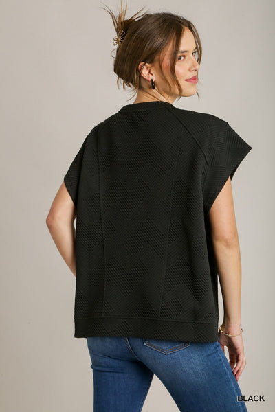 much to do oversized jacquard top | black
