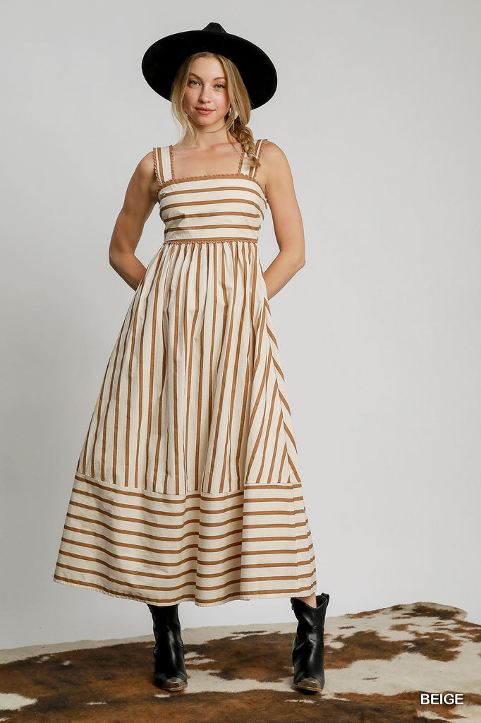 rodeo drive striped maxi dress