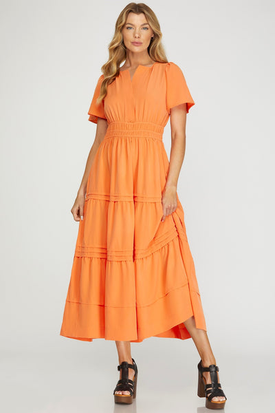 summer social tiered maxi dress | creamsicle