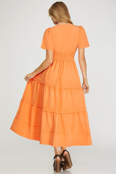 summer social tiered maxi dress | creamsicle