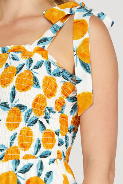 tangy blossom citrus print maxi dress | orange