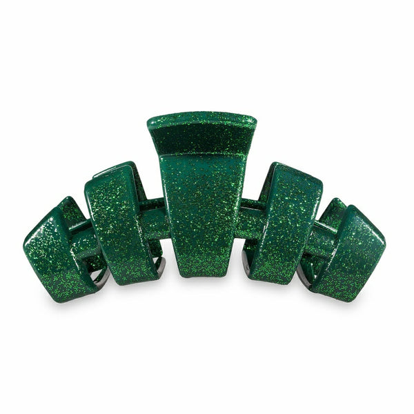 teleties classic clip, large | green glitter