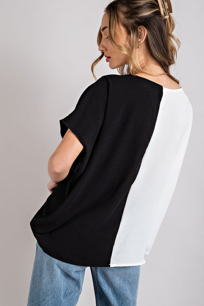 material girl colorblock top | black + white