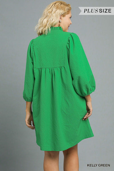 only good things puff sleeve babydoll dress, plus size | kelly green