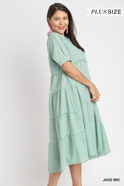 looking my way striped midi dress, plus size | jade