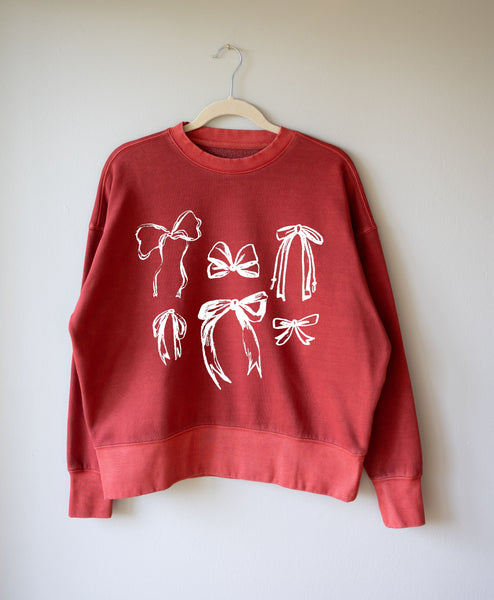 bows hi-dive oversized sweatshirt | red