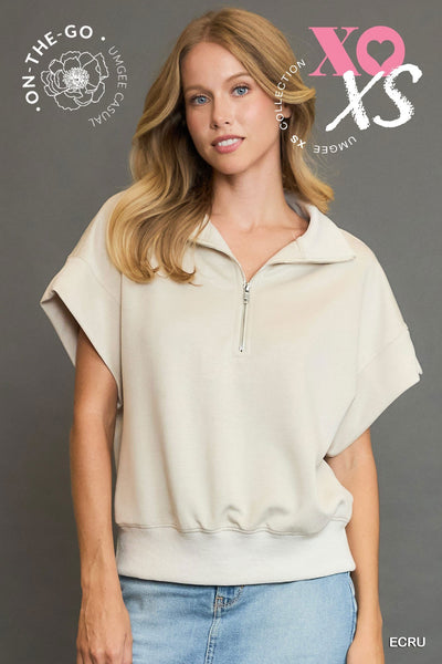 all the days luxe knit quarter zip pullover | ecru