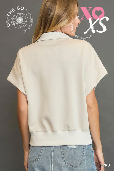 all the days luxe knit quarter zip pullover | ecru
