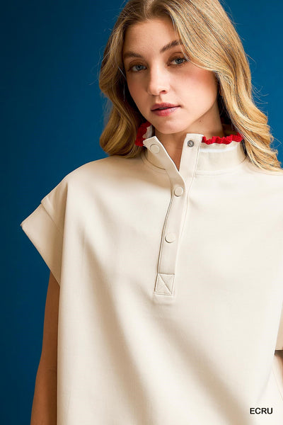 all things good luxe knit ruffle pullover | ecru