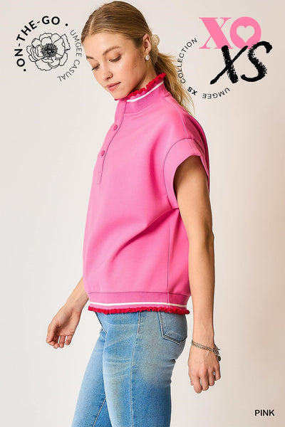 all things good luxe knit ruffle pullover | pink