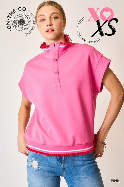 all things good luxe knit ruffle pullover | pink