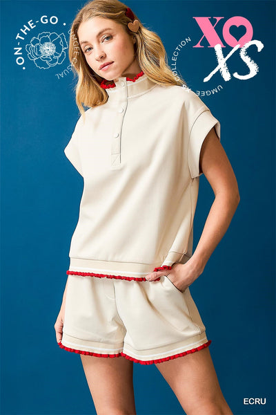 all things good luxe knit ruffle pullover | ecru