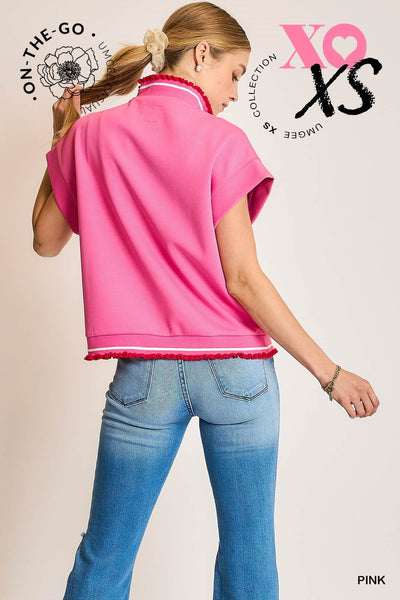 all things good luxe knit ruffle pullover | pink