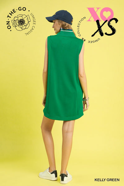 simply magnetic luxe knit ruffle trim dress| kelly green
