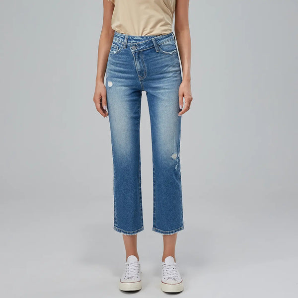 saylor high rise straight leg jeans | medium wash