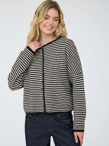 everyday route striped cardigan | black