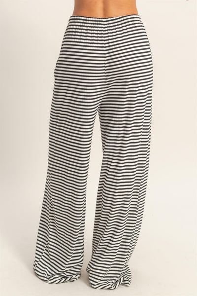 always something striped wide leg pants | black + white
