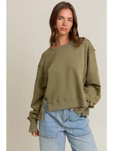 cool girl comfort cropped sweatshirt | olive