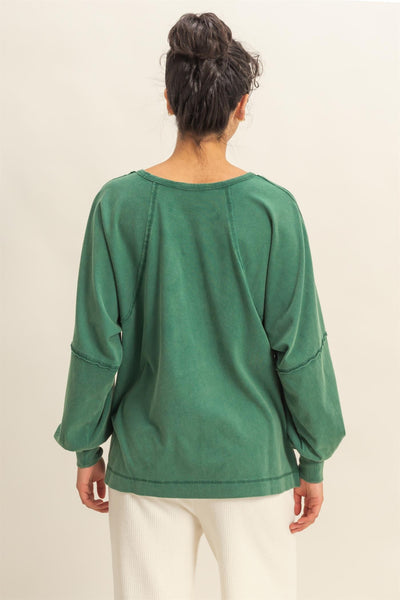 in the daylight washed oversize top | dark green