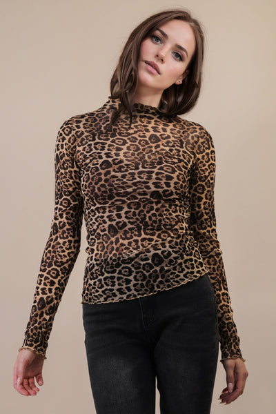 wild whimsy sheer mesh top | leopard