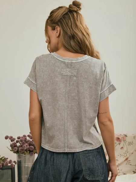 running the show washed scoop neck tee | grey
