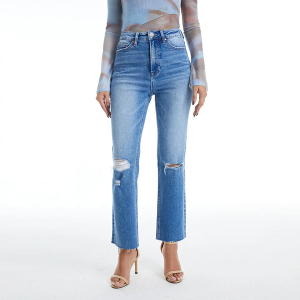 baylor high rise slim straight jeans | surf blue