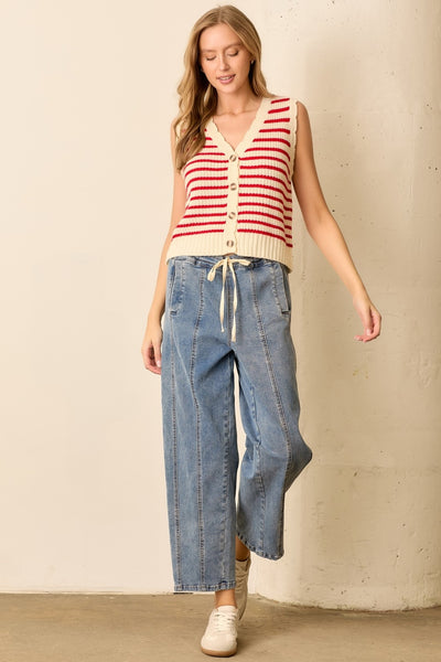 at it's best striped sweater vest | ivory + red