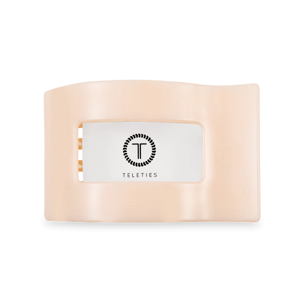 teleties rectangle flat clip, medium | almond beige