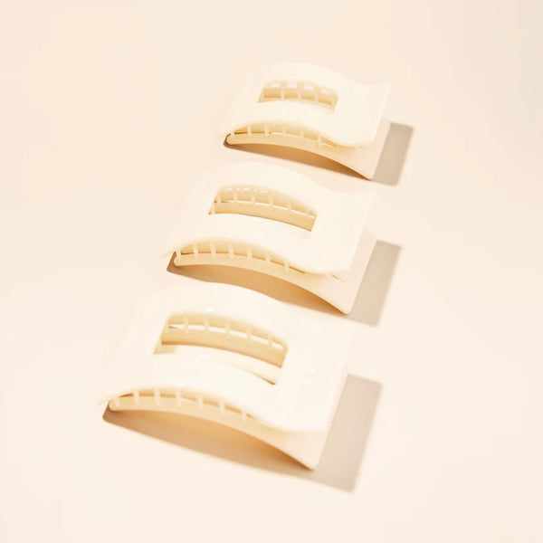 teleties rectangle flat clip, medium | almond beige
