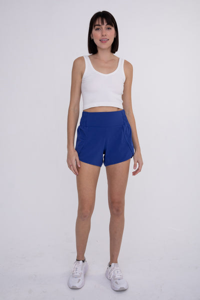 never looking back athleisure shorts | royal blue