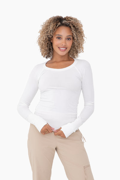 never leaving seamless long sleeve tee | white