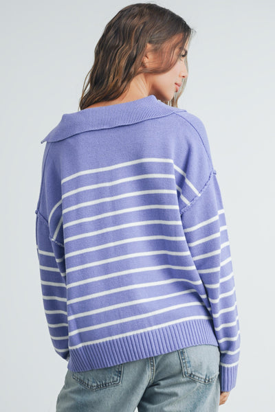 day dreaming striped knit sweater | periwinkle + ivory