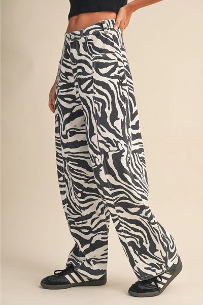 bowman wide leg barrel jeans | zebra print