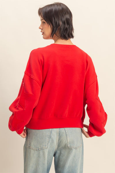 stand corrected star patch sweatshirt | red