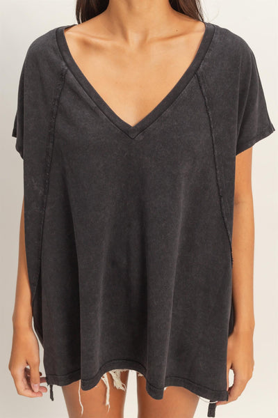 feeling your best oversized mineral wash top | black