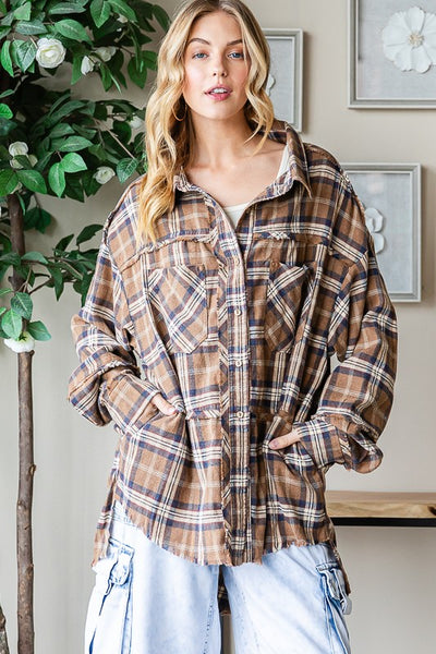 steal you away mineral wash flannel | coffee