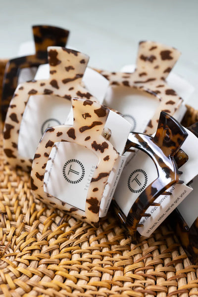 teleties square flat clip, small | blonde tortoise