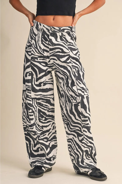 bowman wide leg barrel jeans | zebra print