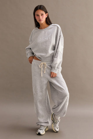 cozy as can be star patch sweatset | heather grey