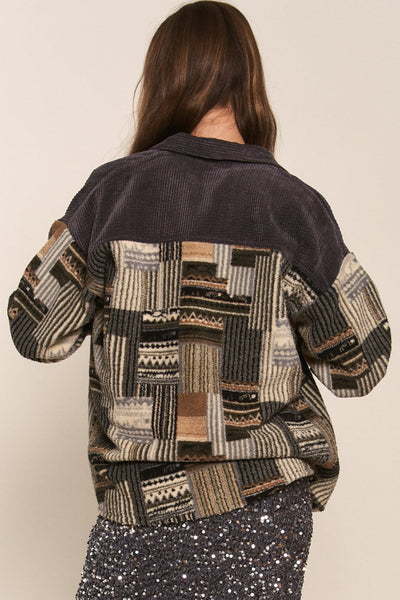 life well lived colorblock shacket | charcoal
