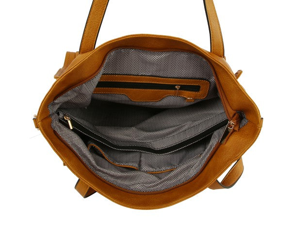 leather tote bag + wallet | mustard