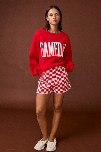 gameday essential oversized sweatshirt | red