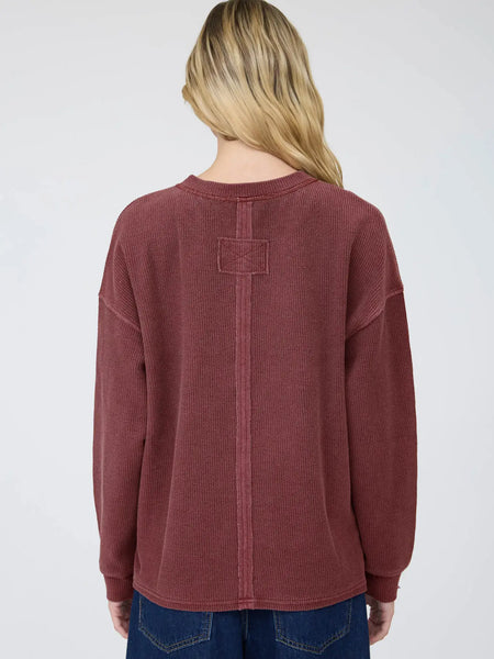 carry on your way washed ribbed henley | burgundy