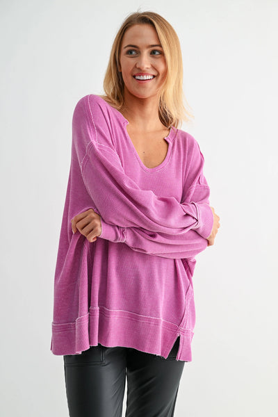 dream about you oversized waffle knit top | new orchid