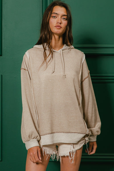 practicing patience french terry hoodie | taupe